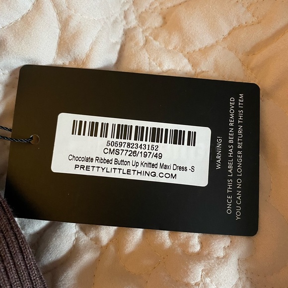 Pretty Little Thing Chocolate Ribbed Button Up Knitted Maxi Dress Small - Picture 5 of 6